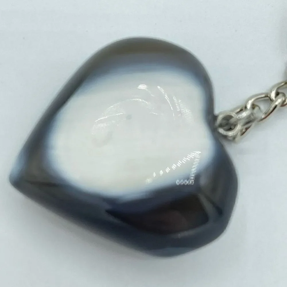 Orca agate heart keychain key ring pendant chain NEW hand crafted